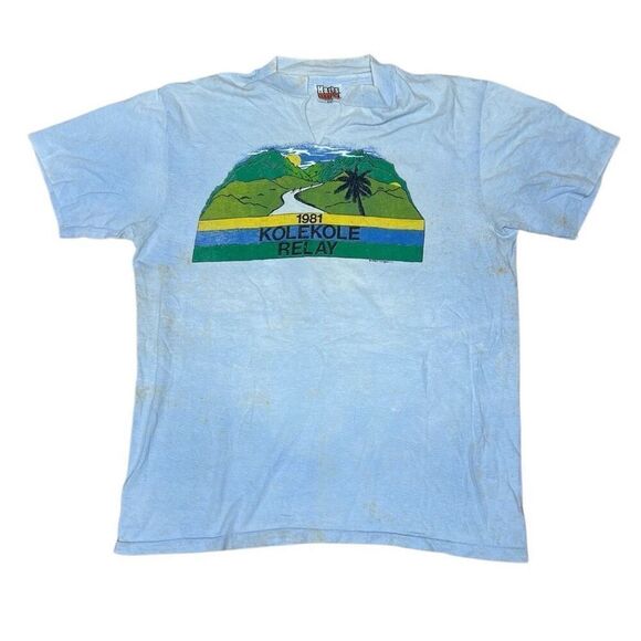 American Vintage 80s Hawaii Kole Kole Relay Marathon Race T Shirt Hanes Beefy Ta - Picture 1 of 8